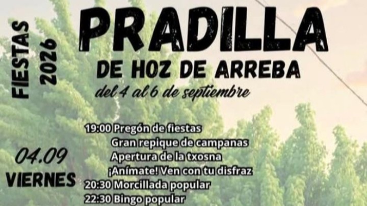 Fiestas de Pradilla de Hoz de Arreba del 4 al 6 de septiembre: programa completo