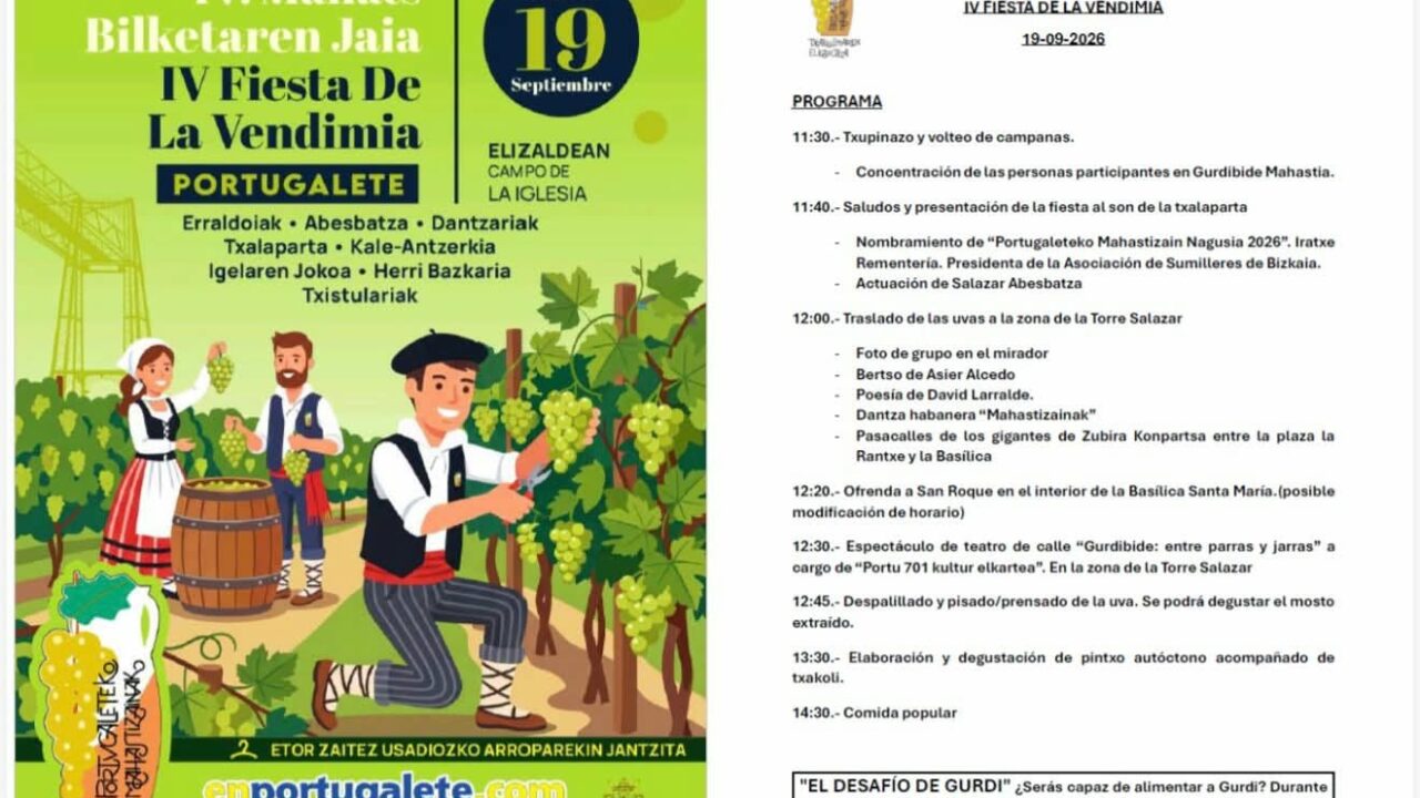 Portugalete se vuelca con el txakoli: llega la gran Fiesta de la Vendimia
