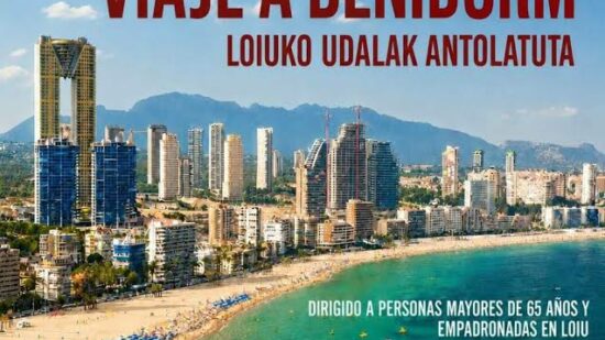 Loiu invita a sus mayores a disfrutar de diez días en Benidorm con un viaje subvencionado