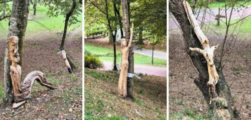 Unas esculturas misteriosas adornan el parque Tellaetxe de Barakaldo