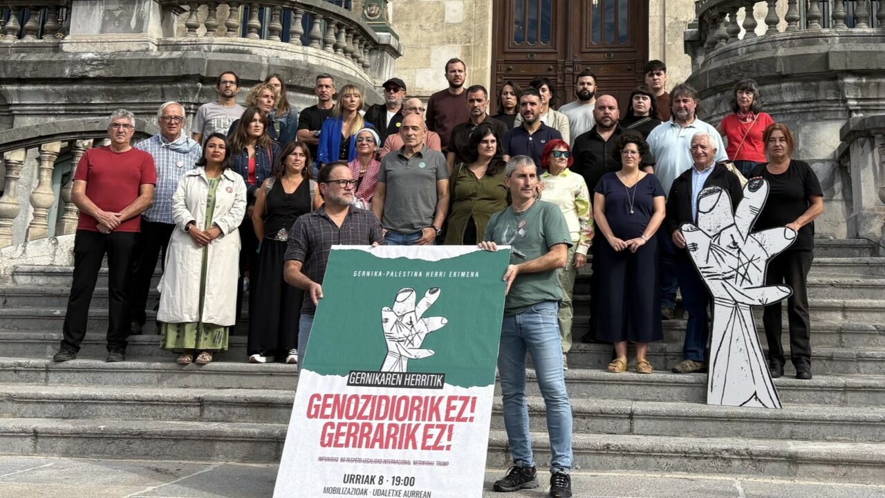 Gernika-Palestina convoca movilizaciones en Euskal Herria para mostrar su apoyo al pueblo palestino