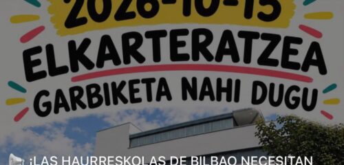 Las haurreskolas de Bilbao convocan una concentración por la huelga de limpieza