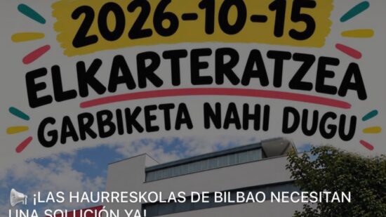 Las haurreskolas de Bilbao convocan una concentración por la huelga de limpieza