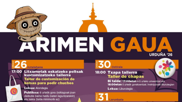 Orduña celebrará el Arimen Gaua con talleres, leyendas y degustaciones para todas las edades