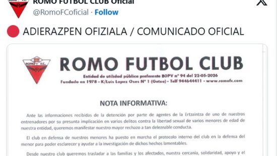 El detenido por presuntos delitos sexuales contra menores es el segundo entrenador del Romo juvenil